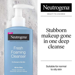Neutrogena Fresh Foaming Facial Cleanser, All-In-One Makeup Remover Face Wash for Normal to Oily Skin Deeply Cleanses & Removes Waterproof Makeup, Soap-Free, Non-Comedogenic, 8.5 fl. oz
