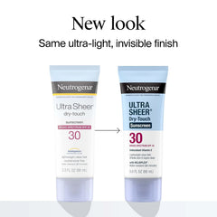 Neutrogena Ultra Sheer Dry-Touch Sunscreen SPF 30 for Face & Body, Lightweight Non Greasy Broad Spectrum UVA/UVB Protection, No White Cast, Water Resistant (80 Min) Travel Sunscreen Lotion, 3 fl oz