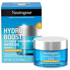 Neutrogena Hydro Boost City Shield Water Gel Face Moisturizer with Broad Spectrum SPF 25, Hydrating Facial Sunscreen with Hyaluronic Acid, Oil-Free and Non-Comedogenic Face Lotion, 1.7 oz (Pack of 12)