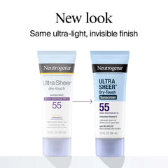 Neutrogena Ultra Sheer Dry-Touch Sunscreen Lotion SPF 55, 3 fl oz | Face & Body, Lightweight Non Greasy, Broad Spectrum UVA/UVB Protection, No White Cast, Water Resistant (80 Min), Travel Size