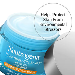 Neutrogena Hydro Boost City Shield Water Gel Face Moisturizer SPF 25 1.7 oz | Broad Spectrum SPF 25, Hydrating Gel Facial Sunscreen, With Hyaluronic Acid, Noncomedogenic