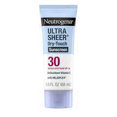 Neutrogena Ultra Sheer Dry-Touch Sunscreen SPF 30 for Face & Body, Lightweight Non Greasy Broad Spectrum UVA/UVB Protection, No White Cast, Water Resistant (80 Min) Travel Sunscreen Lotion, 3 fl oz
