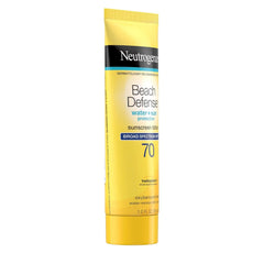 Neutrogena Sunscreen Lotion Beach Defense SPF 70, Face and Body Sunscreen, Hawaii Reef Act 104 Compliant, Octinoxate & Oxybenzone Free, Fast Absorbing Sun Care, Travel Size, 1 oz, 48 Pack