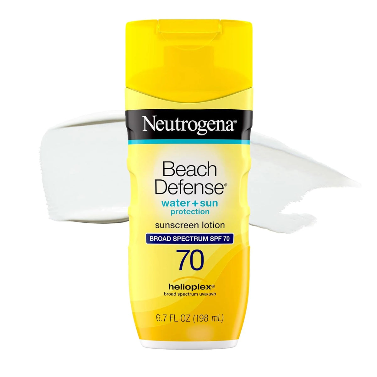 Neutrogena Beach Defense Sunscreen Lotion, SPF 70, 6.7 fl. oz | Face & Body, Broad Spectrum for UVA/UVB Protection, Lightweight Sunscreen, Water-Resistant up to 80 Minutes, Beach-Strength