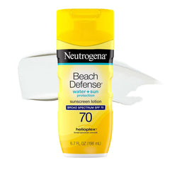 Neutrogena Beach Defense Sunscreen Lotion, SPF 70, 6.7 fl. oz | Face & Body, Broad Spectrum for UVA/UVB Protection, Lightweight Sunscreen, Water-Resistant up to 80 Minutes, Beach-Strength
