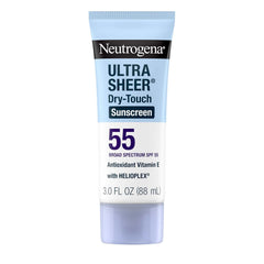 Neutrogena Ultra Sheer Dry-Touch Sunscreen Lotion SPF 55, 3 fl oz | Face & Body, Lightweight Non Greasy, Broad Spectrum UVA/UVB Protection, No White Cast, Water Resistant (80 Min), Travel Size