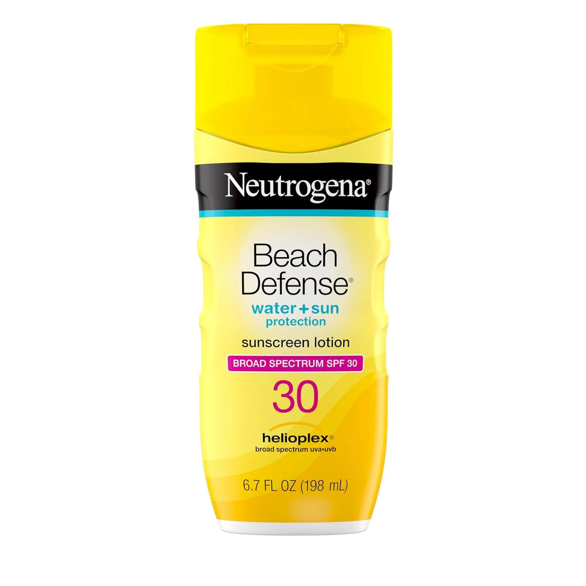 Neutrogena Sunscreen Lotion Beach Defense SPF 30, Face and Body Sunscreen, Hawaii Reef Act 104 Compliant, Octinoxate & Oxybenzone Free, Fast Absorbing Sun Care, 6.7 fl. oz