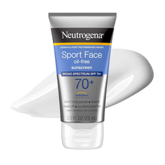 Neutrogena, Sport Face Sunscreen SPF 70+, Oil-Free, Sweat and Water-Resistant, Broad-Spectrum UVA/UVB, 2.5 Fl Oz | Sweat- and Water-Resistant, Broad Spectrum UVA/UVB Protection, Oxybenzone-Free, Good for Active Lifestyles