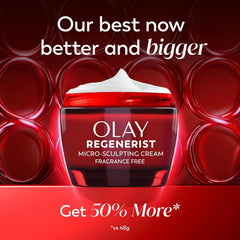 Olay Face Moisturizer, Regenerist Micro-Sculpting Cream for Women, Fragrance-Free - Anti-Aging, Anti-Wrinkle, Firming Skin Care - Triple Collagen Cream, Peptide, Hyaluronic Acid, Niacinamide, 2.6oz