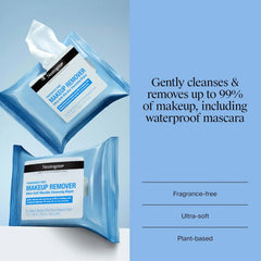 Neutrogena Makeup Remover Wipes, Fragrance-Free, 2 Pack of 25 Ct | Micellar Cleansing Cloths, Gently Removes Oil, Dirt, and Waterproof Makeup, Plant-Based Cloth, Twin Pack